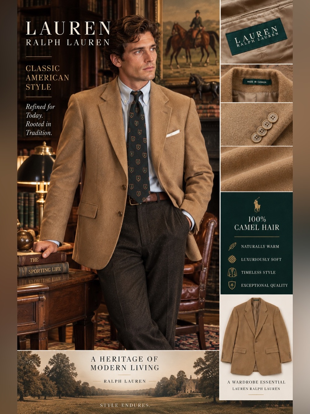 Ralph Lauren Men's Camel Hair Sport Coat in Camel
